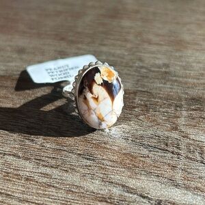 925 Sterling Silver and Peanut Petrified Wood Fossil Ring